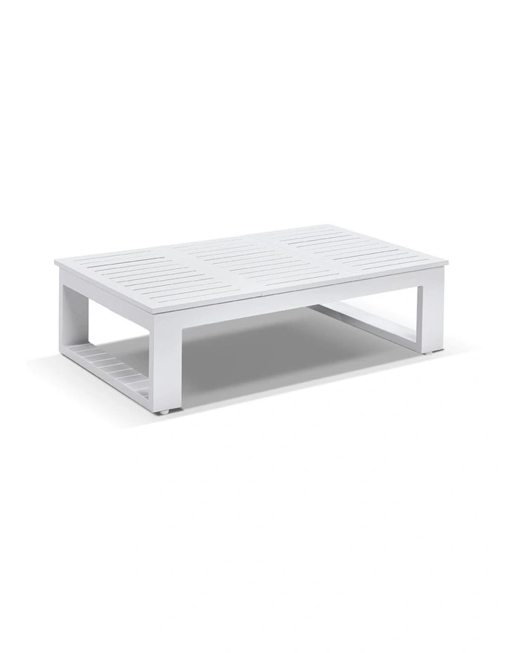 Santorini Package D Outdoor Aluminium Corner Lounge White & Denim Grey Cushions image 3