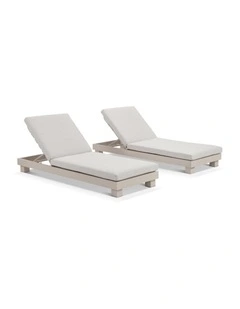 Santorini Outdoor Aluminium Pool Sun Lounge Set Light Dune & Sandstone Cushions