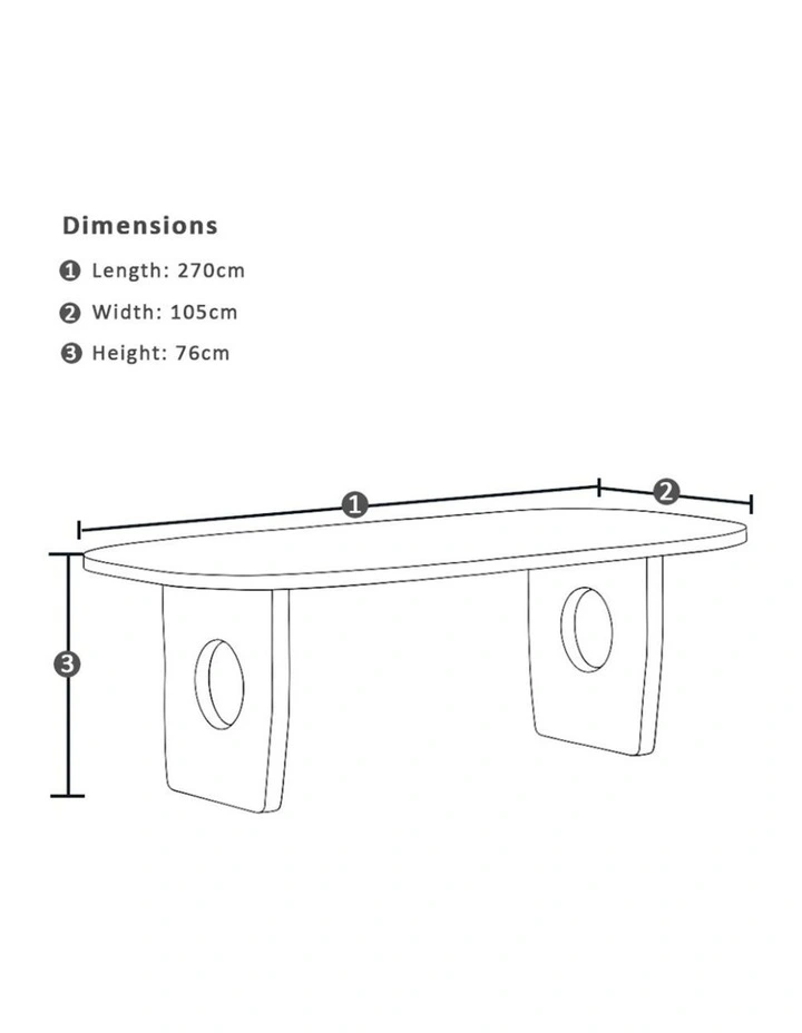 Norah Indoor 2.7m Timber Dining Table image 6
