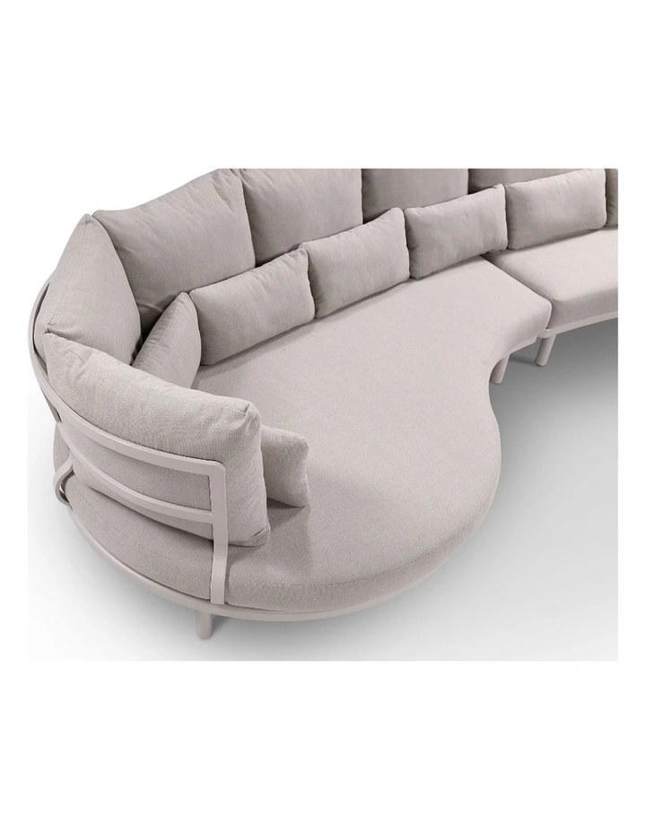 Canggu Outdoor Curved Lounge Setting Natural Taupe With Coffee Table & Oyster Cushions image 3