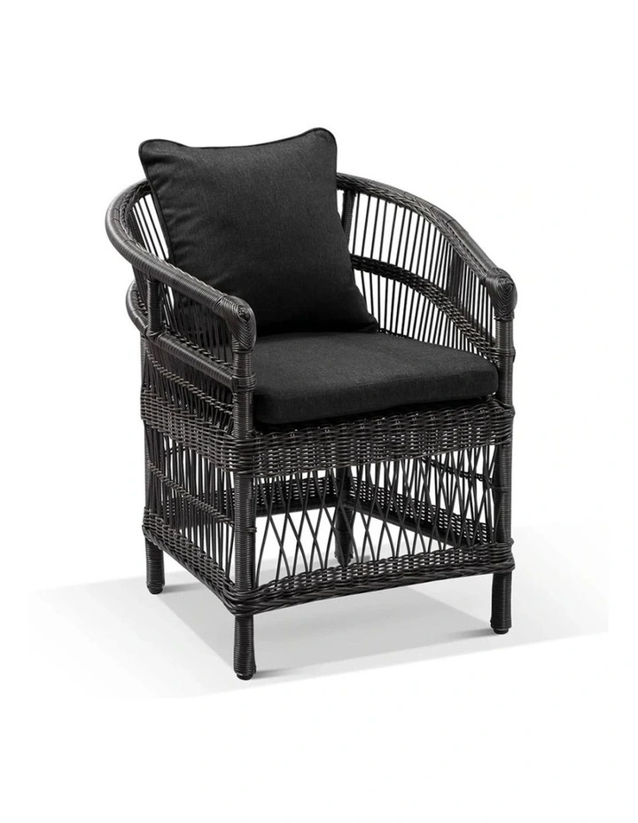Balmoral 2.5m Outdoor Teak Top Aluminium Table Charcoal With 8 Watego Malawi Style Chairs & Cushions image 3