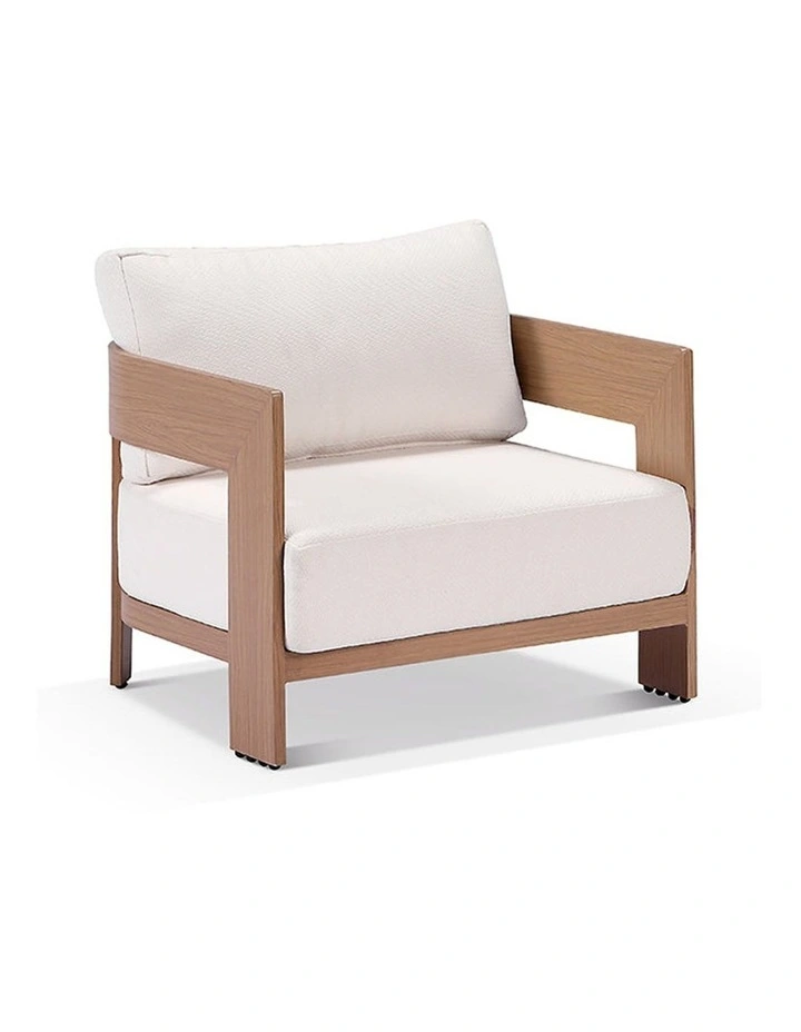Marlo 1 Seater Outdoor Aluminium Lounge Mahogany & Bone Cushions image 1