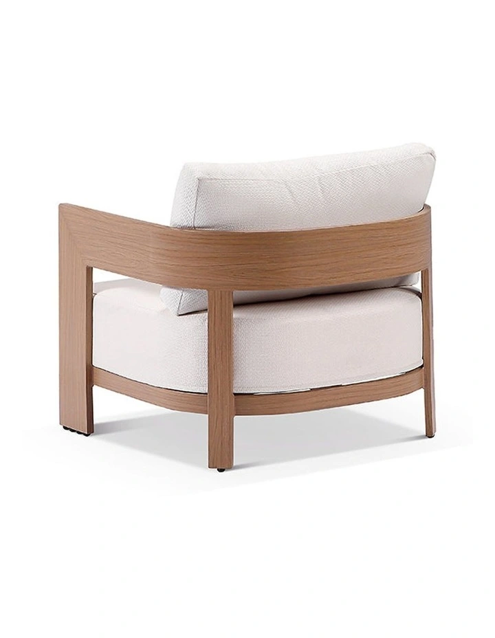 Marlo 1 Seater Outdoor Aluminium Lounge Mahogany & Bone Cushions image 2