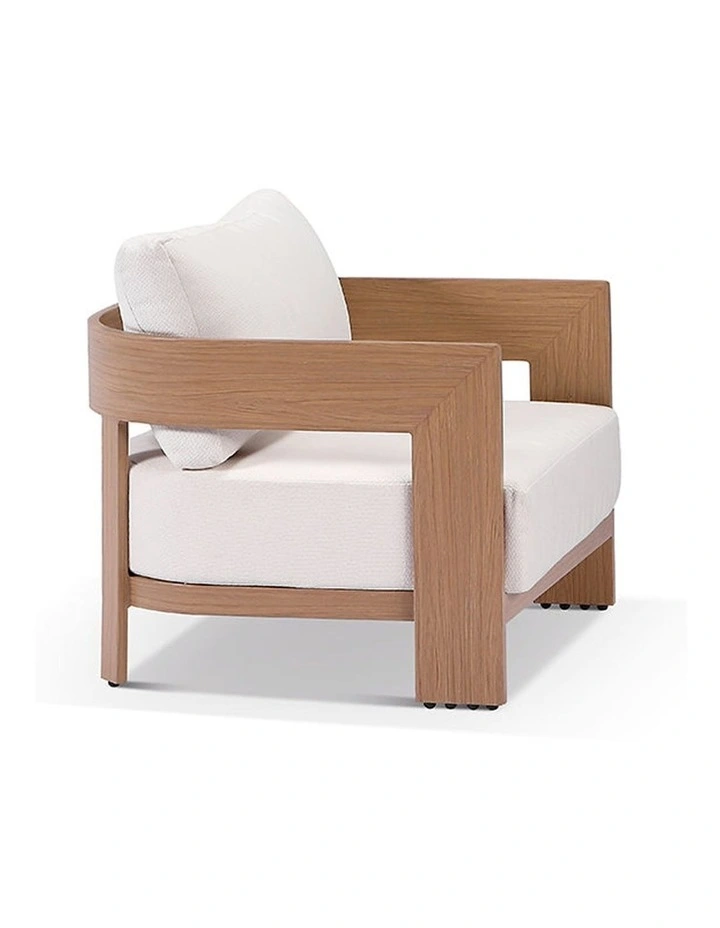Marlo 1 Seater Outdoor Aluminium Lounge Mahogany & Bone Cushions image 3