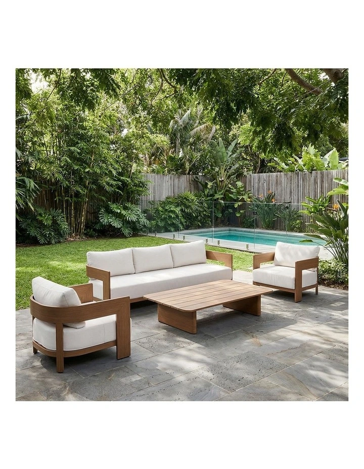 Marlo 1 Seater Outdoor Aluminium Lounge Mahogany & Bone Cushions image 5