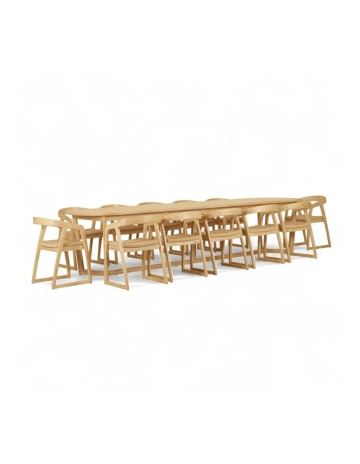 Kingscliff 12 Seater Rectangle Indoor Timber Dining Table and Chairs Setting image 1