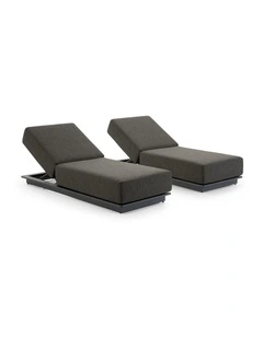 Whitehaven Outdoor Aluminium Single Sun lounge Set Charcoal & Deep Granite Cushions