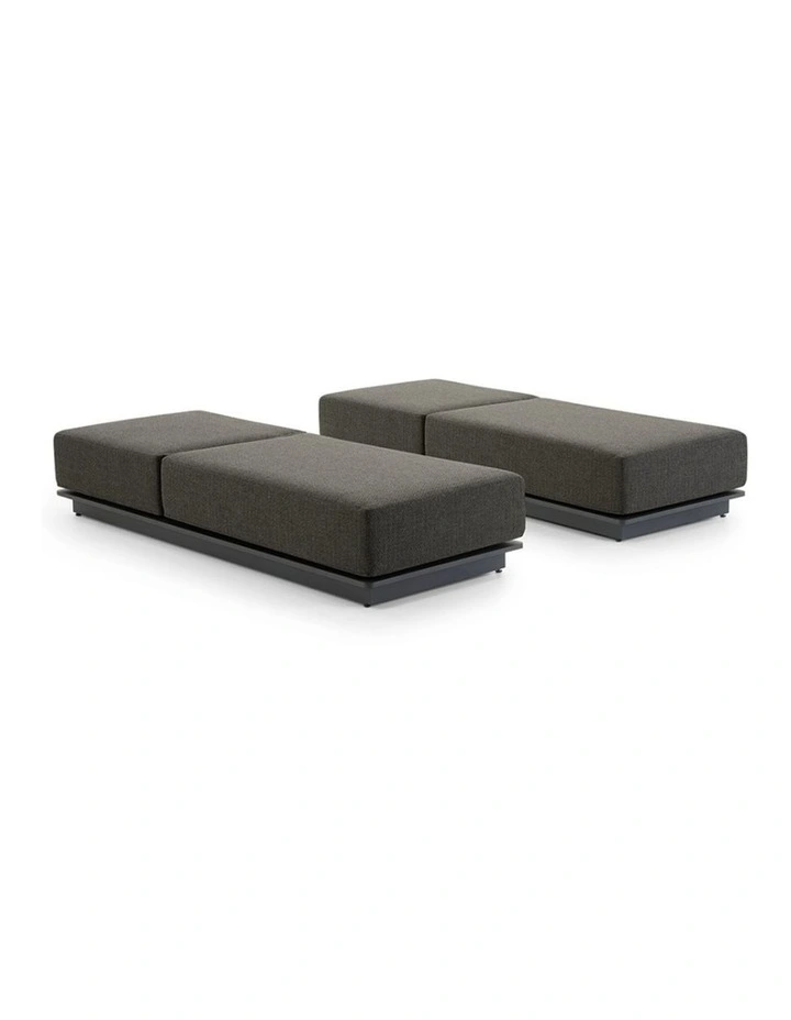 Whitehaven Outdoor Aluminium Single Sun lounge Set Charcoal & Deep Granite Cushions image 2