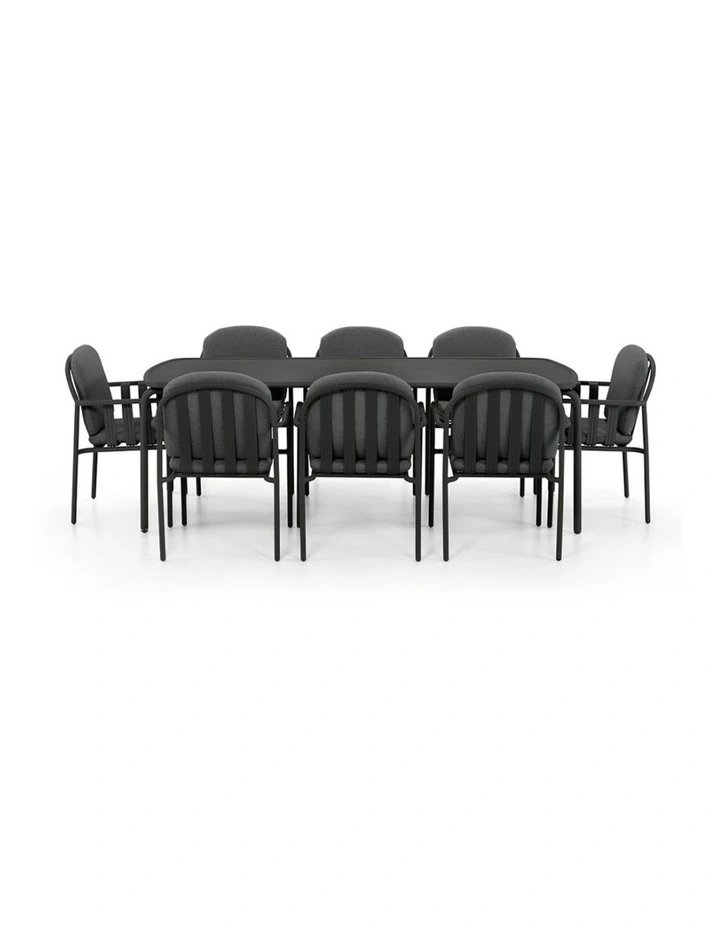Mornington Outdoor 2.2m Rectangle Dining Setting with 8x Chairs Midnight image 2