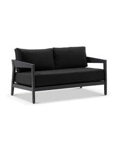 Bronte 2 Seater Outdoor Aluminium Lounge Charcoal & Denim Grey Cushions