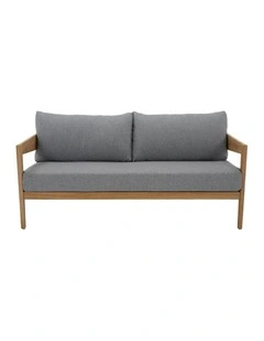 Caledonia 2 Seater Outdoor Teak Timber Lounge Steel Grey