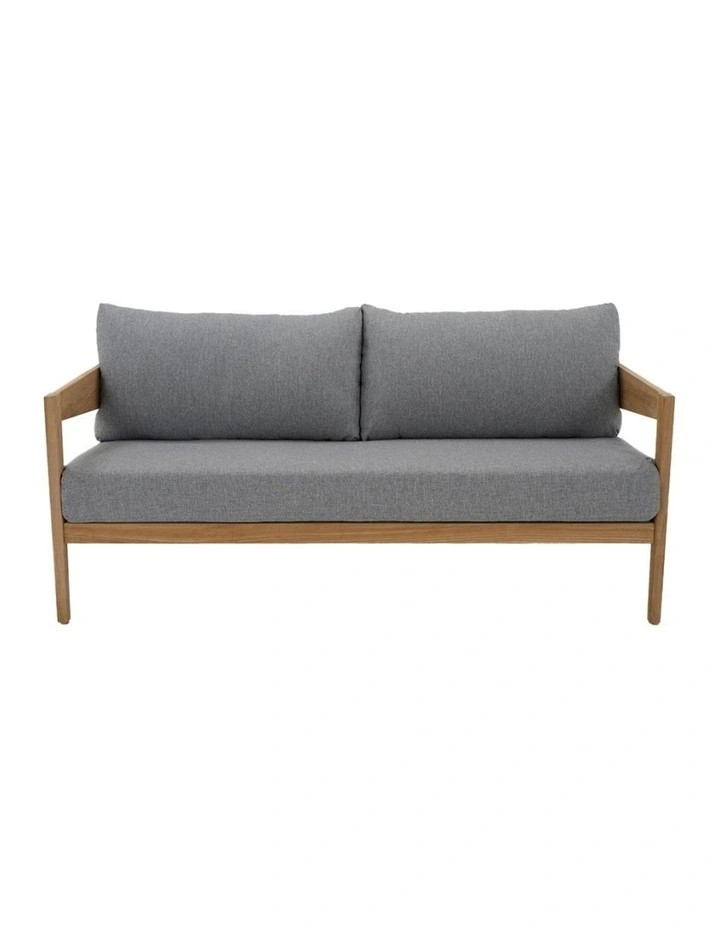 Caledonia 2 Seater Outdoor Teak Timber Lounge Steel Grey image 1