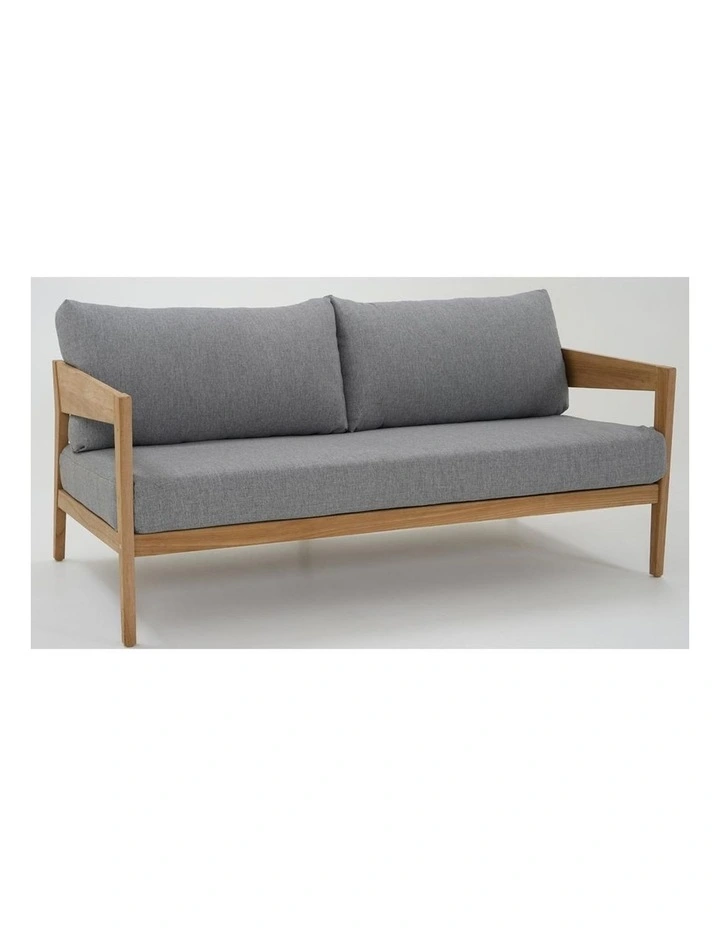 Caledonia 2 Seater Outdoor Teak Timber Lounge Steel Grey image 2