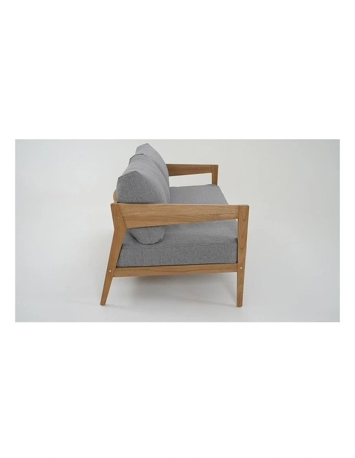 Caledonia 2 Seater Outdoor Teak Timber Lounge Steel Grey image 3