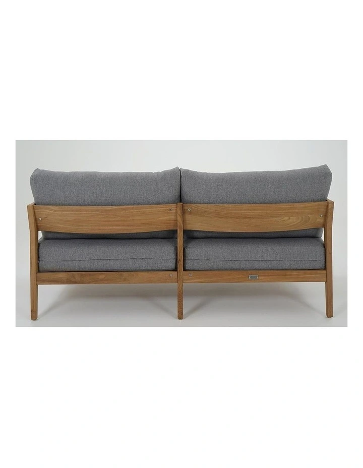 Caledonia 2 Seater Outdoor Teak Timber Lounge Steel Grey image 4