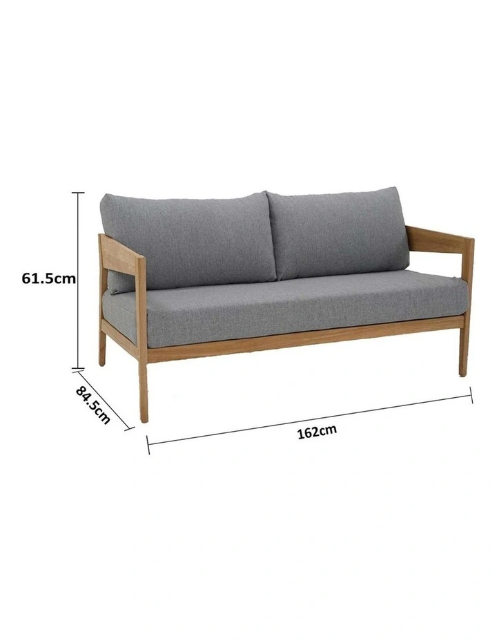 Caledonia 2 Seater Outdoor Teak Timber Lounge Steel Grey image 7