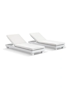 Santorini Aluminium Sun Lounge Set White With Sunbrella Canvas Cushion & Cushions