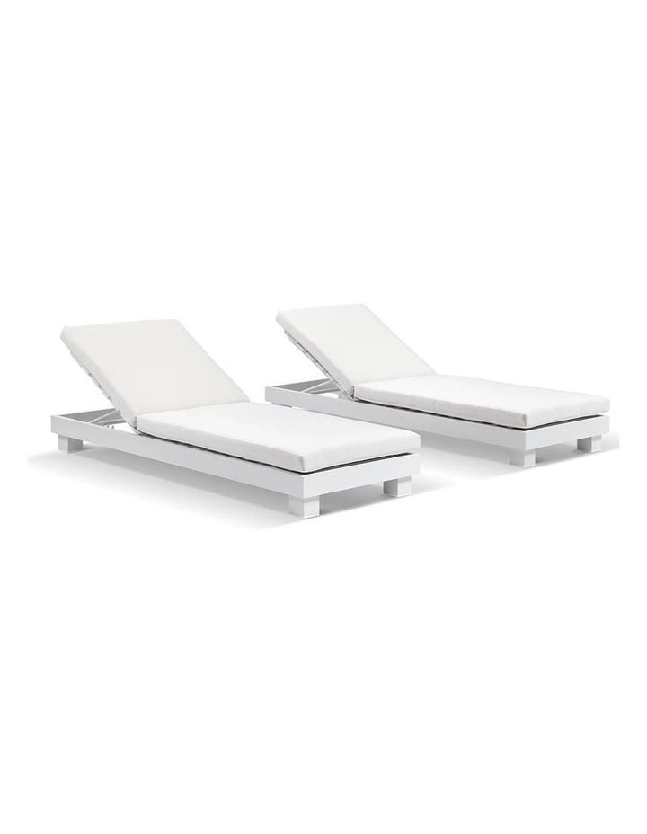 Santorini Aluminium Sun Lounge Set White With Sunbrella Canvas Cushion & Cushions image 1