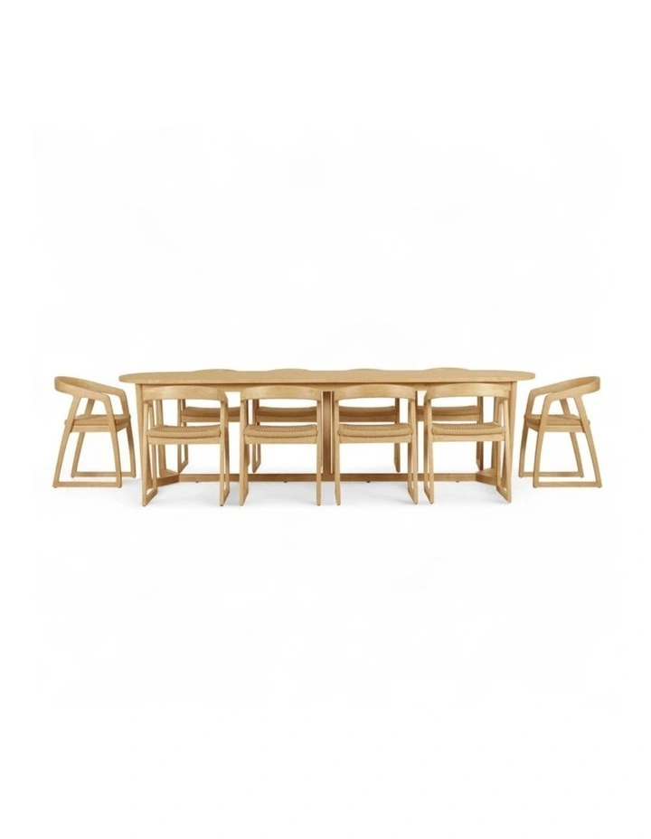 Kingscliff 10 Seater Rectangle Indoor Timber Dining Table and Chairs Setting image 3