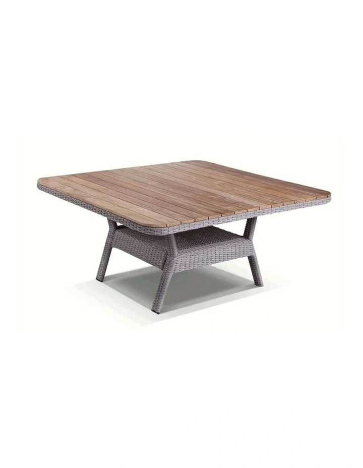 Low Dining 1.5m Square Outdoor Wicker Glass Top Table Brushed Wheat image 1