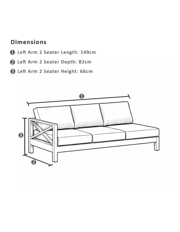 Kansas Outdoor Aluminium Corner Modular Lounge Set White With Coffee Table & Navy Stripe Cushions image 3