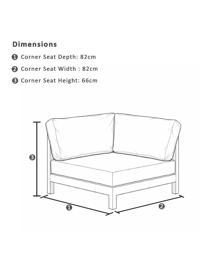 Kansas Outdoor Aluminium Corner Modular Lounge Set White With Coffee Table & Navy Stripe Cushions image 4