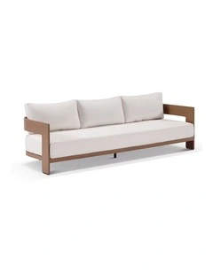 Marlo 3 Seater Outdoor Aluminium Lounge Mahogany & Bone Cushions