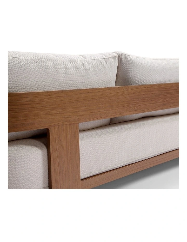 Marlo 3 Seater Outdoor Aluminium Lounge Mahogany & Bone Cushions image 3