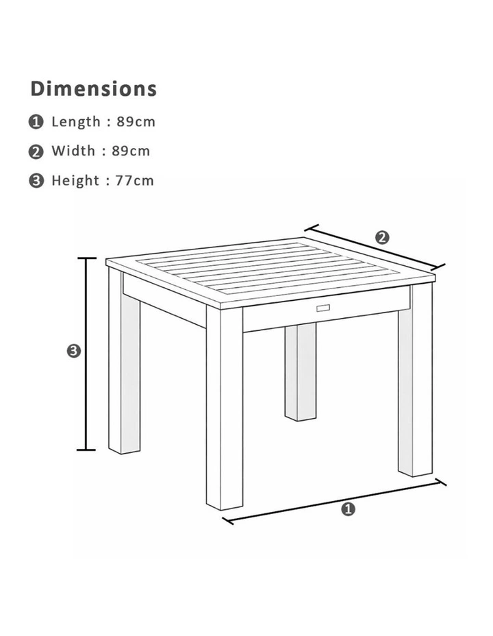 Santorini Outdoor 4 Seater Square Aluminium Dining Table Charcoal With Chairs & Denim Grey Cushions image 3