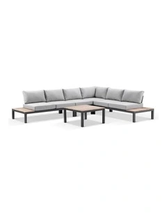 Nova Package C Outdoor Aluminium Modular Corner Lounge Charcoal & Textured Olefin Grey Cushions