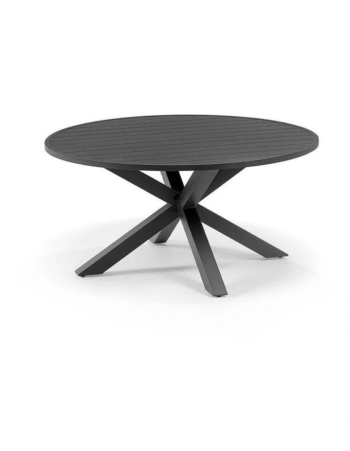 Houston Outdoor 1.5m Round Aluminium Table with 6 Patonga Dining Chairs Charcoal image 3