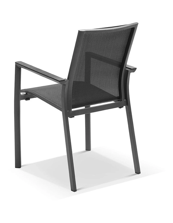 Houston Outdoor 1.5m Round Aluminium Table with 6 Patonga Dining Chairs Charcoal image 5