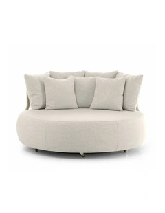Catalina Outdoor Aluminium Round Daybed Lounge Light Dune & Sandstone Cushions
