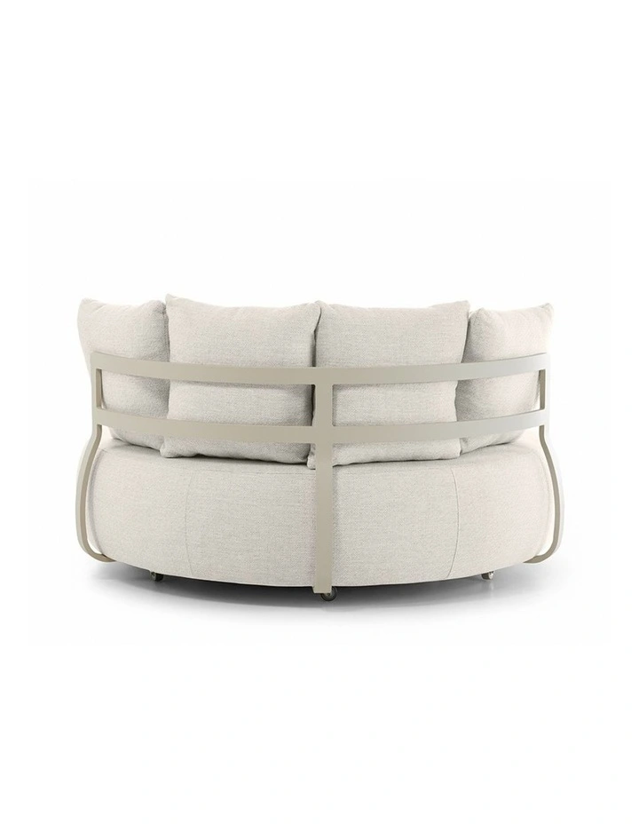 Catalina Outdoor Aluminium Round Daybed Lounge Light Dune & Sandstone Cushions image 3
