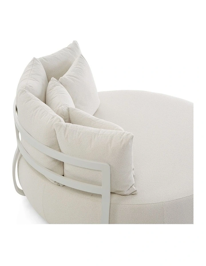 Catalina Outdoor Aluminium Round Daybed Lounge Light Dune & Sandstone Cushions image 4