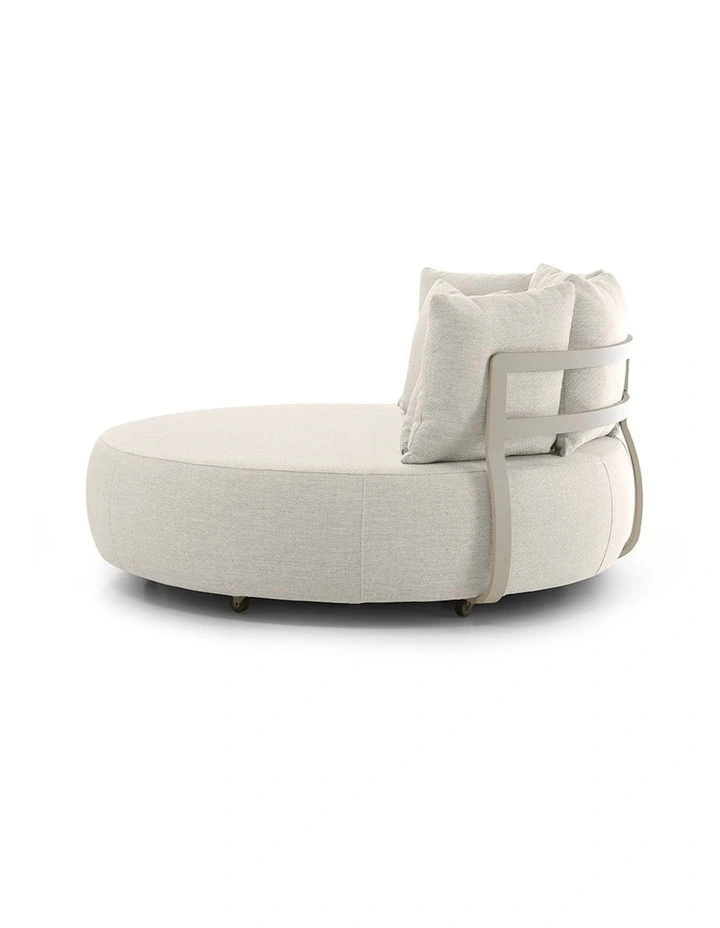 Catalina Outdoor Aluminium Round Daybed Lounge Light Dune & Sandstone Cushions image 6