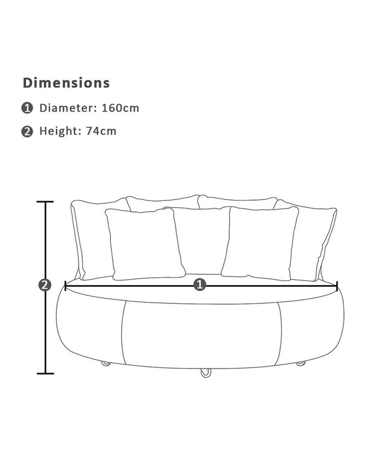 Catalina Outdoor Aluminium Round Daybed Lounge Light Dune & Sandstone Cushions image 7