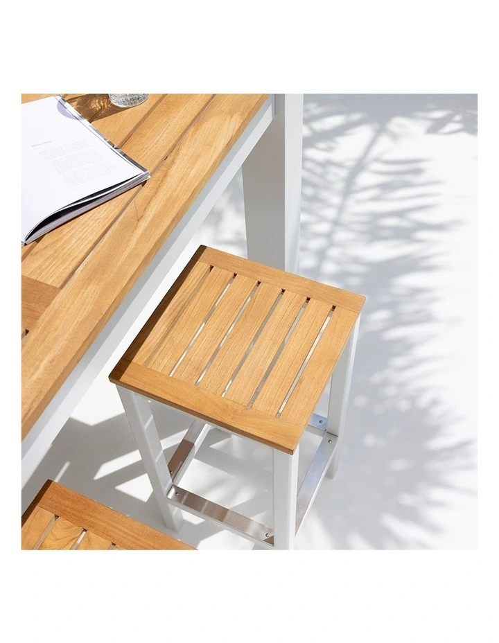 Balmoral 0.9m 4 seater Square Teak Top Aluminium Bar Setting White image 2