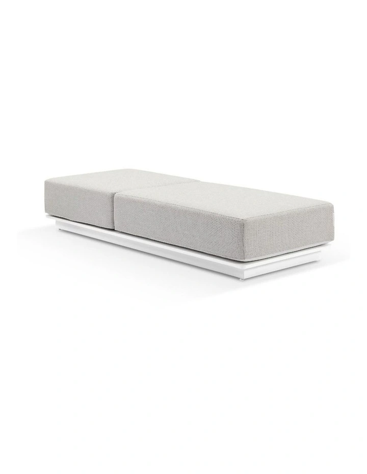 Whitehaven Outdoor Aluminium Single Sun lounge White & Sandstone Olefin Cushions image 2