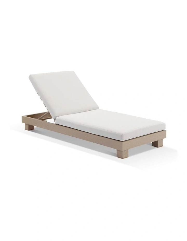 Santorini Aluminium Sun Lounge Light Oak With Sunbrella Cushion & Canvas Cushions image 1