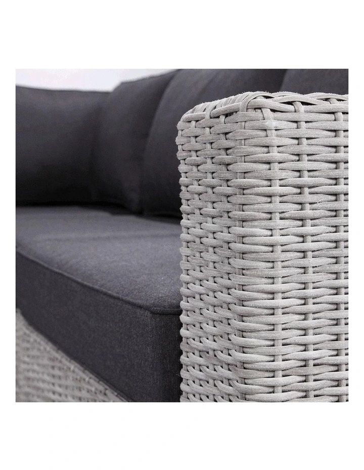 Milano 3 2 1 Seater Outdoor Wicker Lounge Setting Brushed Grey With Coffee Table & Denim Cushions image 2