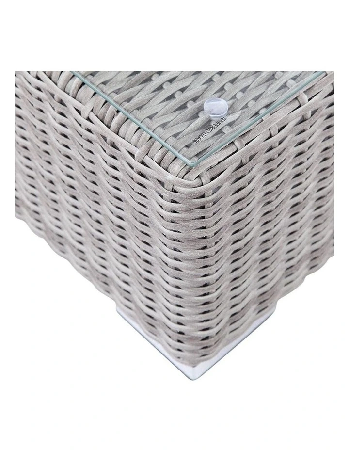 Milano 3 2 1 Seater Outdoor Wicker Lounge Setting Brushed Grey With Coffee Table & Denim Cushions image 3