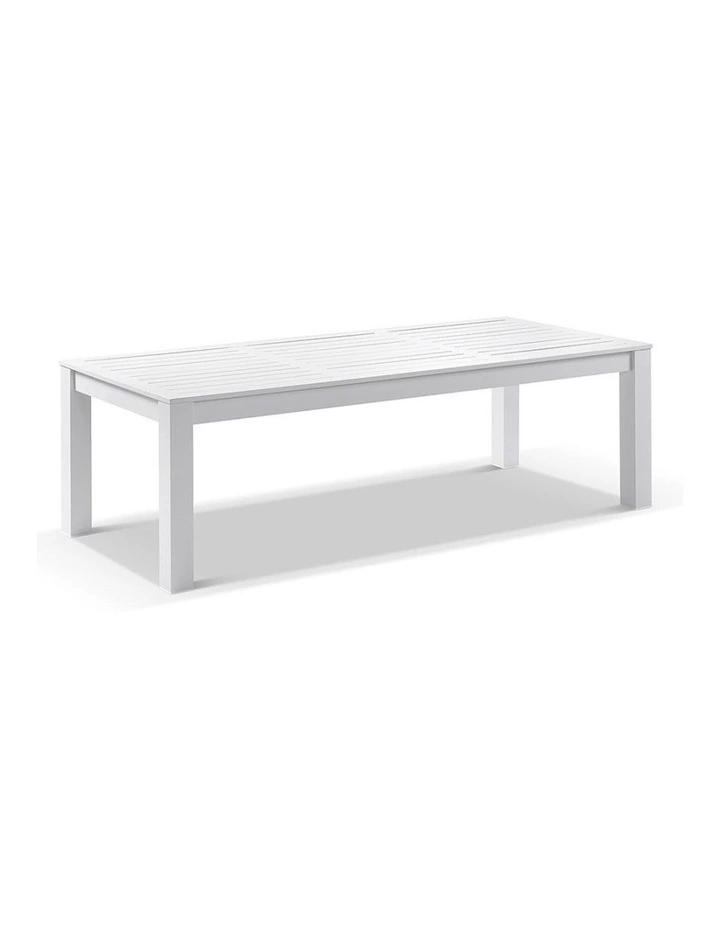 Santorini 8 Seater Outdoor Rectangle Aluminium Dining Table and Chairs Setting White image 2