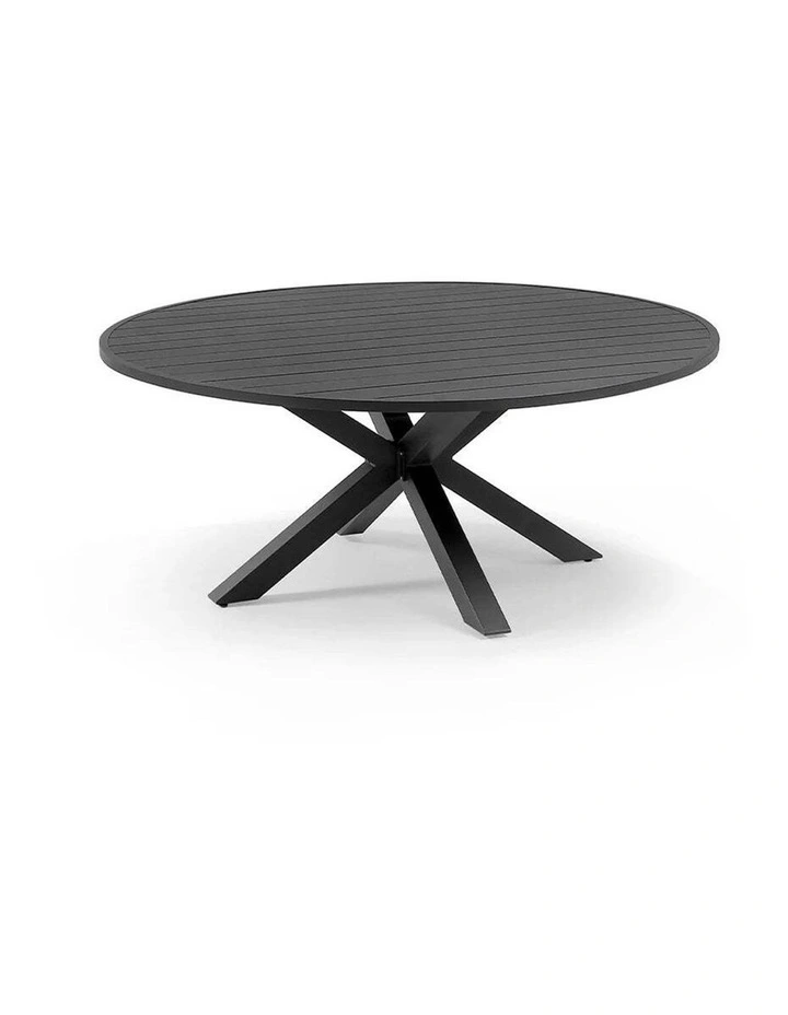 Houston Outdoor 1.8m Round Aluminium Table with 8 Patonga Dining Chairs Charcoal image 2