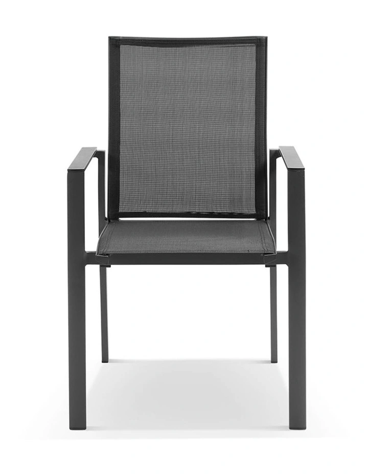 Houston Outdoor 1.8m Round Aluminium Table with 8 Patonga Dining Chairs Charcoal image 6