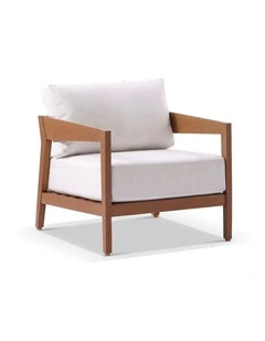 Bronte 1 Seater Outdoor Teak Look Aluminium Lounge & Sunbrella Canvas Cushions