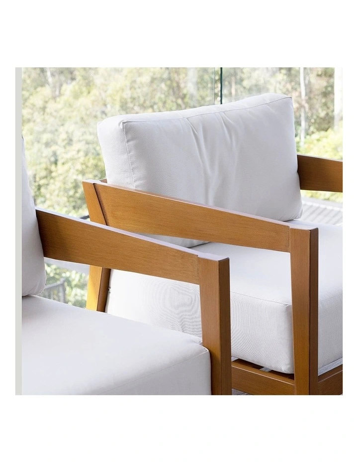 Bronte 1 Seater Outdoor Teak Look Aluminium Lounge & Sunbrella Canvas Cushions image 4
