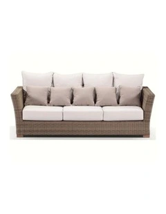 Coco 3 Seater Outdoor Wicker Lounge Brushed Wheat & Cream Cushions