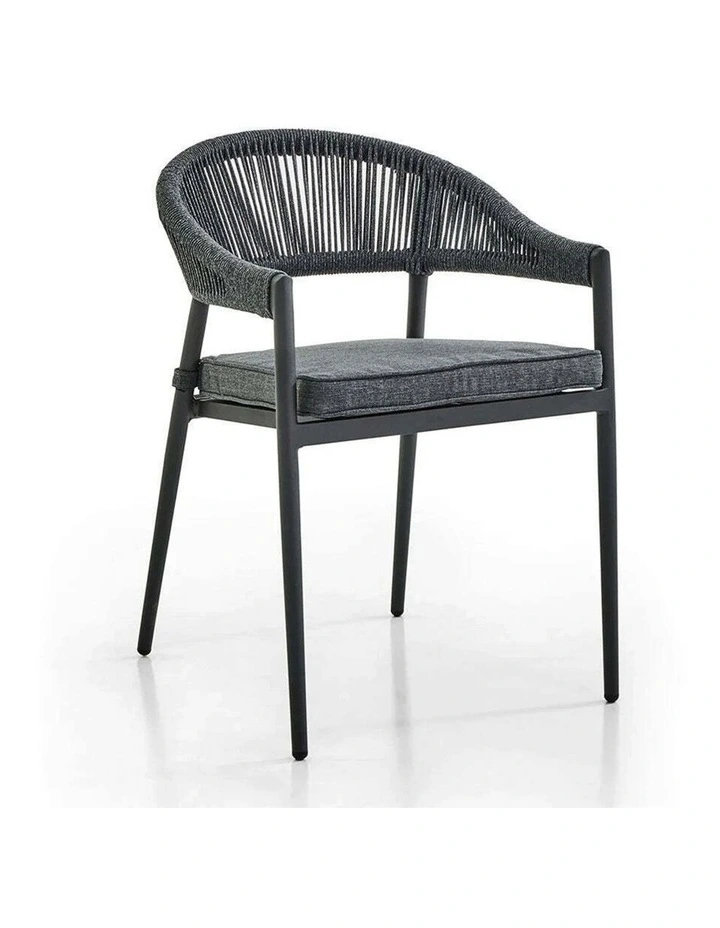 Alpine Outdoor Aluminium & Ceramic Table with 6 Finley Rope Stackable Chairs Slate Grey image 5