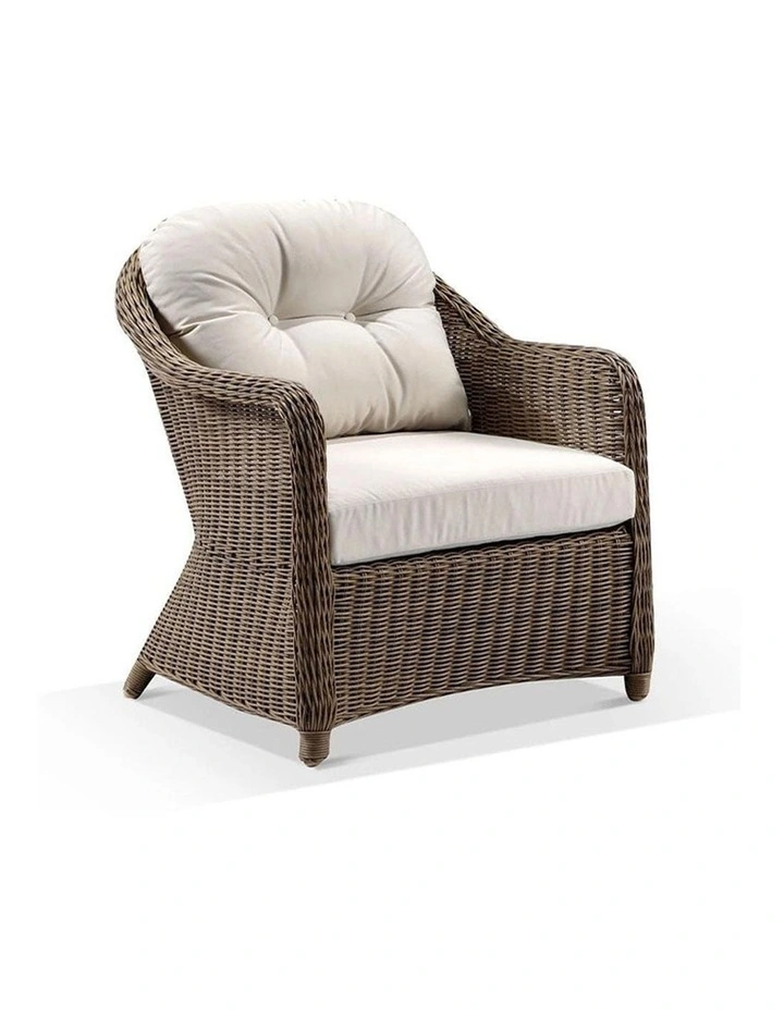 Plantation Outdoor Wicker Patio Set Brushed Wheat With Side Table & Cream Cushions image 2
